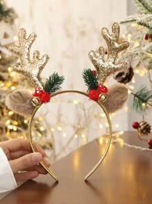 1 件圣诞鹿角头带 - 可爱鹿耳朵发箍装饰圣诞节礼物，圣诞节 - 彩色 - 查看 1