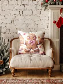 4pcs Soft & Comfortable Decorative Pillow Covers, Cookie Man Design, Suitable For Christmas, Sofa, Living Room, Bedroom, Car, No Pillow Insert - Multicolor - View 5