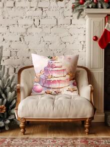 4pcs Soft & Comfortable Decorative Pillow Covers, Cookie Man Design, Suitable For Christmas, Sofa, Living Room, Bedroom, Car, No Pillow Insert - Multicolor - View 6