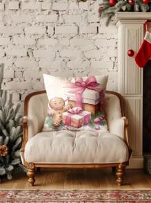 4pcs Soft & Comfortable Decorative Pillow Covers, Cookie Man Design, Suitable For Christmas, Sofa, Living Room, Bedroom, Car, No Pillow Insert - Multicolor - View 8