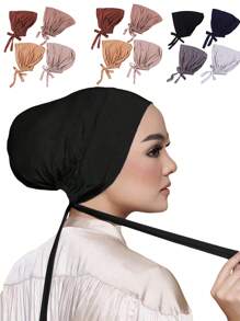 1pc Plain Breathable Stretchable Headscarf, Muslim Sports Hijab, Suitable For Daily Wear - Multicolor - View 1