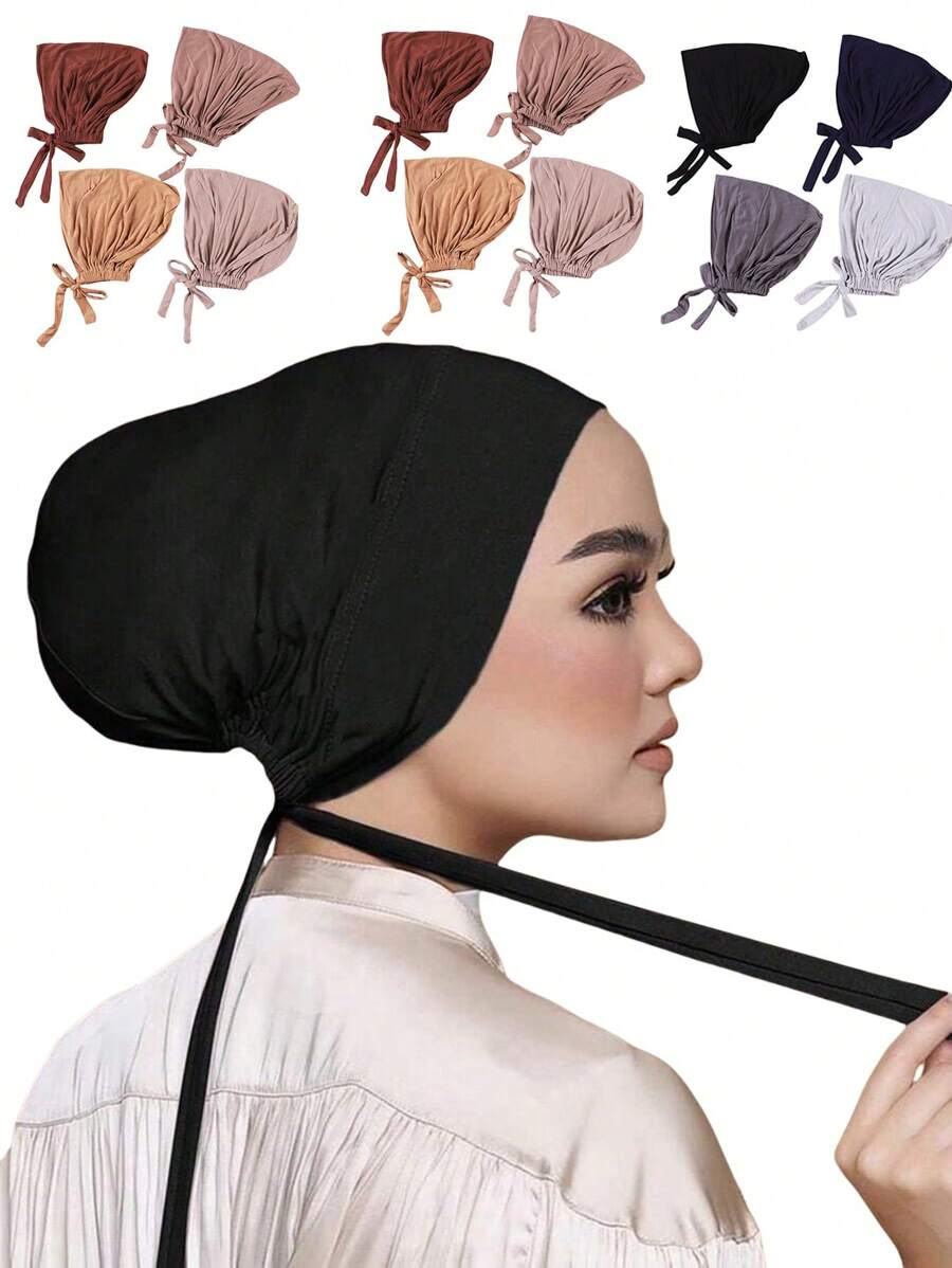 1pc Plain Breathable Stretchable Headscarf, Muslim Sports Hijab, Suitable For Daily Wear - Multicolor - View 1