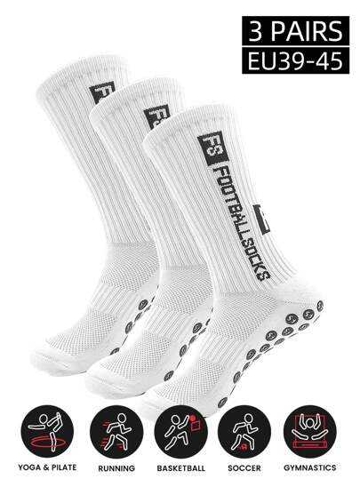 3 paia di calzini da calcio antiscivolo alla caviglia, adatti per trampolino, corsa, escursionismo, fitness, baseball, basket, tennis, calzini sportivi traspiranti e ad asciugatura rapida, misura UE 39-45