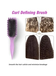 Curl Defining Brush,Boar Bristle Hair Brush Styling Brush For Detangling,Combing And Shaping Men And Women,Curls To Reduce Pulling And Curl Separation - 紫色 - 查看 6