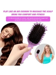 Curl Defining Brush,Boar Bristle Hair Brush Styling Brush For Detangling,Combing And Shaping Men And Women,Curls To Reduce Pulling And Curl Separation - 紫色 - 查看 4