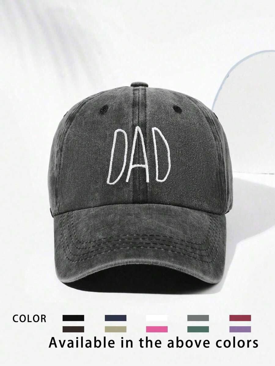 1 buc șapcă de baseball spălată "MAM+DAD" brodata, pălărie de soare de golf, reglabilă, respirabilă, pentru bărbați și femei, pălărie la modă cu parasolar cu bor curbat, cuplu stil Y2K - broderie - Vizualizare 1