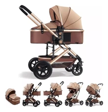 Carreola Para Bebés Con Portabebe, Carriola Para Bebé Bastón - Marrón - Ver 1
