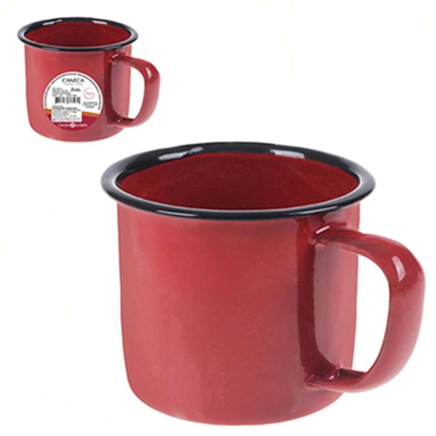 Caneca Esmaltada Retro 150ml Vermelha Café Chá Vintage - Vermelho - Visão 1