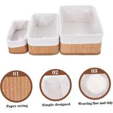 BAMBOO ORGANIZING BASKET WITH LINING - 1 PIECE - Lạc đà - Xem 5