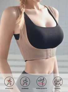 1 pezzo Accessorio da palestra per donna in shapewear color albicocca, con punta di spinta, compressione vita e supporto al petto, corsetto modellante, girovita e lombare per dimagrimento della pancia