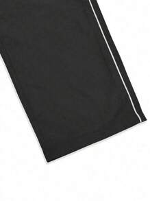 2 件青少年男孩休闲简约口袋侧条纹直筒裤，适合春、夏、秋、冬 - 黑色 - 查看 9