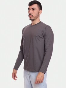 Men's Long Sleeve T-Shirt 100% Premium Cotton - Màu xám đen - Xem 3