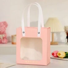 10个装白色纸板透明窗口礼品袋，可折叠透明糖果盒婚礼伴娘回礼品袋生日礼物盒 - 多色 - 查看 8