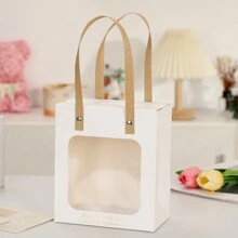 10个装白色纸板透明窗口礼品袋，可折叠透明糖果盒婚礼伴娘回礼品袋生日礼物盒 - 多色 - 查看 7