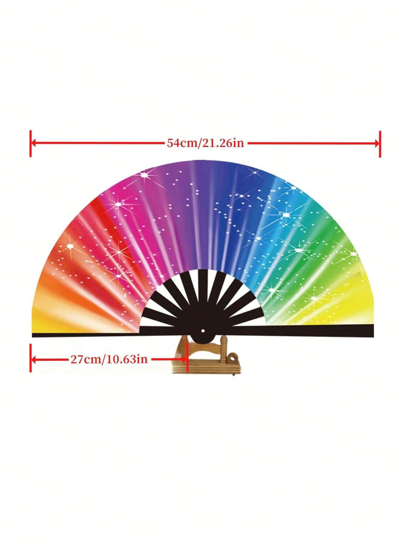 1 Piece Of Rainbow Starry Sky Folding Fan For Boys And Girls