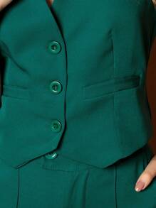 Women's Tailored Set Vest + Pants Casual/Social Fashion - Màu xanh lá cây đậm - Xem 1