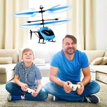 1 pieza Helicóptero de control remoto para niños, juguete volador de plástico con sensor de gestos, Helicóptero Drone De Control Remoto Recargable Con Led - Azul - Ver 7