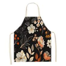 1 件圣诞驯鹿、“HoHoHo”和圣诞老人 3D 图案亚麻围裙，适合家庭烹饪、厨房和烹饪爱好者 - 彩色 - 查看 2