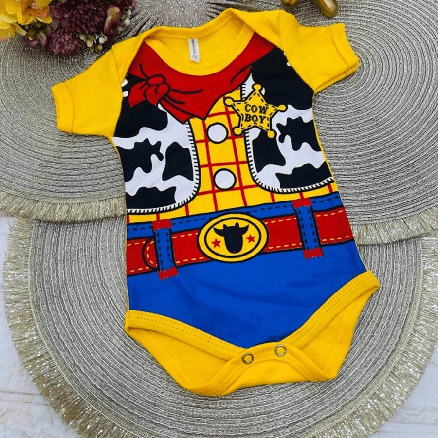Sheriffe Cowboy Bodysuit For Monthly Anniversary - 100% Cotton - 黃色 - 查看 1