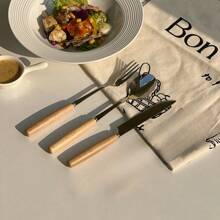 3pcs Stainless Steel Dessert Knife, Fork & Spoon Vintage Western Cutlery Set, Includes Steak Knife Fork Spoon And Pasta/Dessert Spoon Christmas Gift