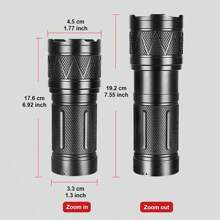 Linterna LED de mano Paweinuo Ultra Brillante de 50000 LUX, con batería recargable de litio incorporada, no impermeable, zoom, alimentada con batería con múltiples componentes - Negro - Ver 5