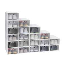 20x Plastic Foldable Shoe Storage Box Rectangular Organiser Container Transparent Stackable Storage Multifunction Shoe Storage Box White - White - View 8