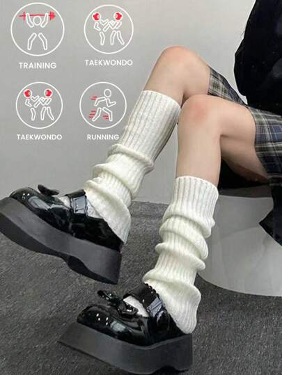 Sports Outdoor 1pair Knitted Jk Socks For Women, Spring/Autumn Thick Leg Warmer Socks, Y2k Fashion, Dance Sports Socks