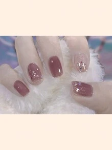 指甲油条闪亮贴纸 1 张经典款式闪光自粘 DIY 美甲装饰指甲贴纸适用于美甲家居沙龙 DIY - 玫紅色 - 查看 6