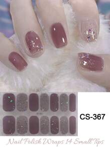 指甲油条闪亮贴纸 1 张经典款式闪光自粘 DIY 美甲装饰指甲贴纸适用于美甲家居沙龙 DIY - 玫紅色 - 查看 2