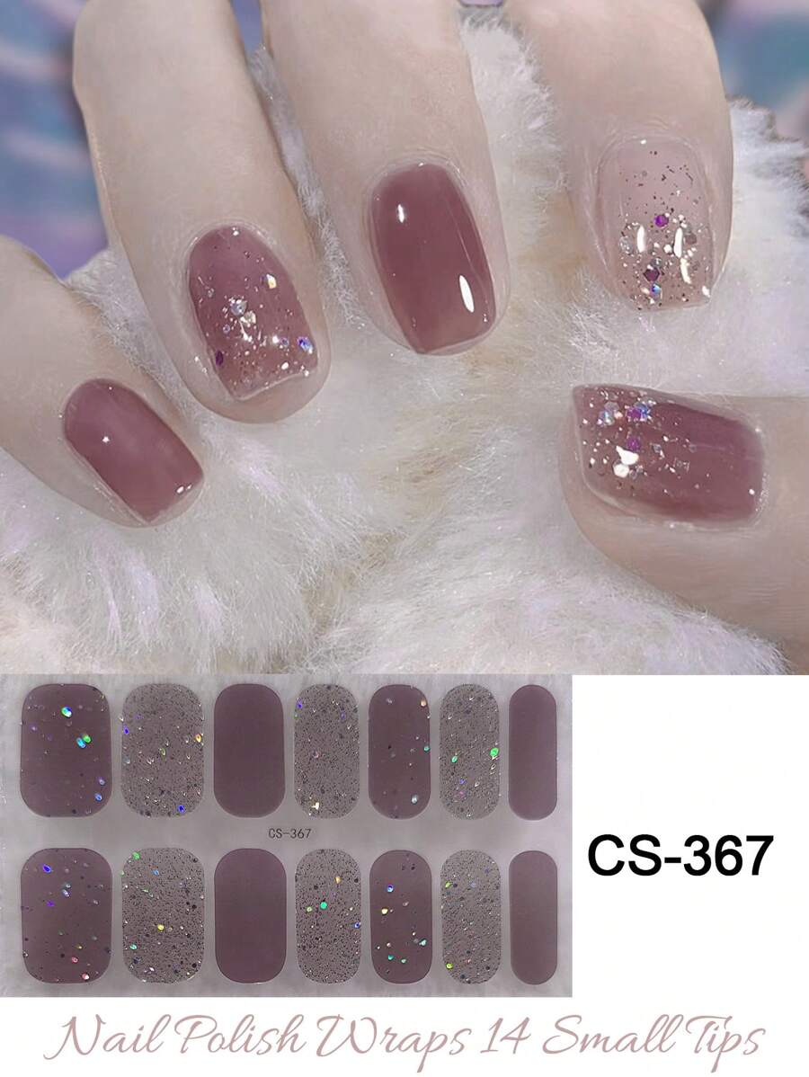 指甲油条闪亮贴纸 1 张经典款式闪光自粘 DIY 美甲装饰指甲贴纸适用于美甲家居沙龙 DIY