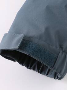 LEDUNTINO Men's Casual Outdoor Warm Thick Jacket, Sports Patchwork, Boyfriend Gift, Detachable Hood, Multiple Pockets, Letter Print, Hook And Loop Design, Windproof, Spring/Autumn Windbreaker, Boyfriend Style - Blue - View 8