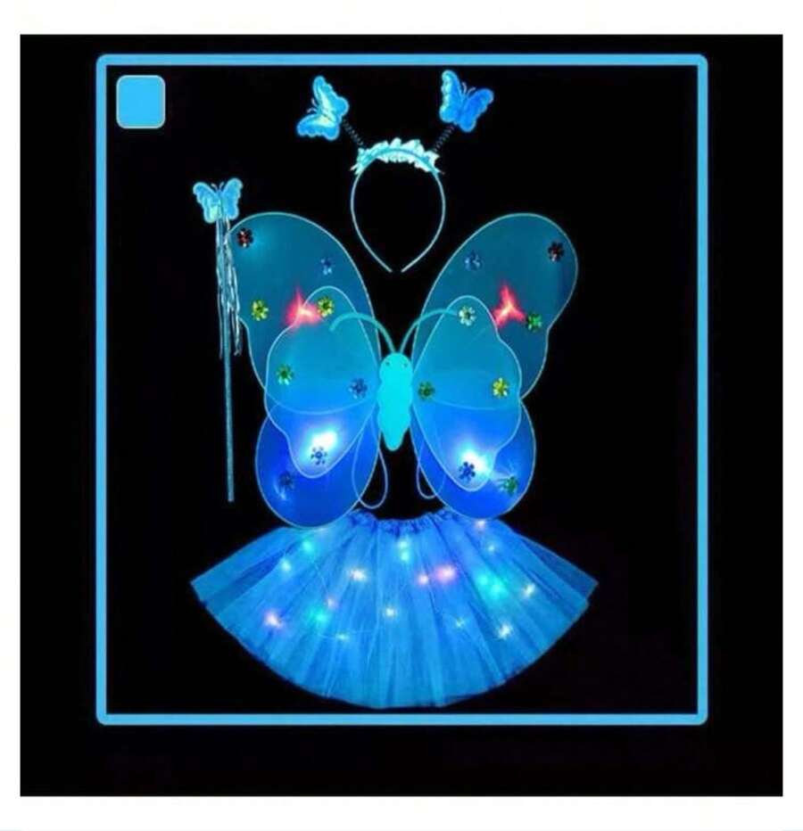 Disfraz De Mariposa Para Niña, Disfraz Mariposa Con Luz LED - Azul - Ver 1