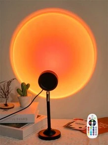 1 pieza Lámpara proyector de atardecer de 16 colores con control remoto y alimentación USB - 4 ajustes de modo, para fotografía, selfie, fiesta, decoración del hogar - excelente regalo para mujeres, niñas, bodas, Halloween, Navidad