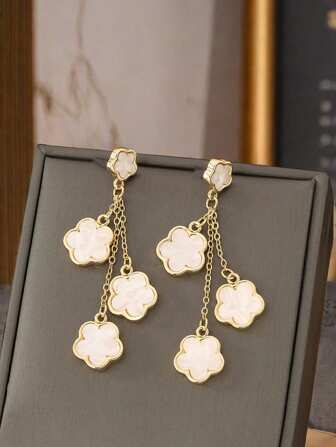 精致花朵设计吊坠耳环优雅波西米亚风格合金珠宝精致女性耳饰情人节、妈妈、母亲、母亲节、礼物