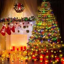 1 pièce Guirlande lumineuse de 200 LED pour sapin de Noël avec 8 modes d'éclairage, guirlande pour le haut de l'arbre, décoration de Noël, décoration de chambre, décoration de maison, décoration de fête, décoration de vacances, cadeau de Noël, décorations de sapin de Noël