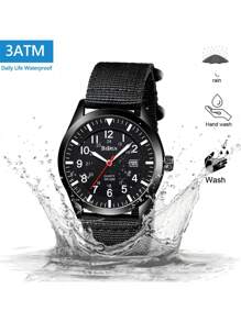 BIDEN Reloj de hombre de moda BIDEN, correa de nailon, cuarzo luminoso, resistente al agua, reloj deportivo casual