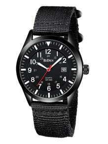 BIDEN Reloj de hombre de moda BIDEN, correa de nailon, cuarzo luminoso, resistente al agua, reloj deportivo casual