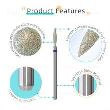 hytoos 1个3/32英寸金刚石钻头美甲钻，专业美甲钻头，适用于丙烯酸凝胶美甲、去除角质层和足部护理 - 彩色 - 查看 4