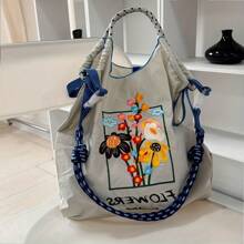 Haftowana torba nylonowa, damska torba na ramię