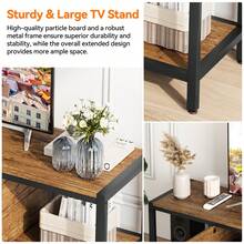 65-Inch TV Stand With Storage - Wooden Entertainment Center For Up To 75 Inch TVs, Features Closed Storage Spaces And Open Shelves For Living Room And Bedroom - 棕色 - 查看 3