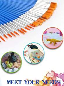 10 支尼龙丙烯画笔套装，专业艺术家丙烯画笔，用于学习 DIY 油画、丙烯画、美术用品、学生和成人的礼物，返校，返校，学校用品 - 均碼 - 查看 3