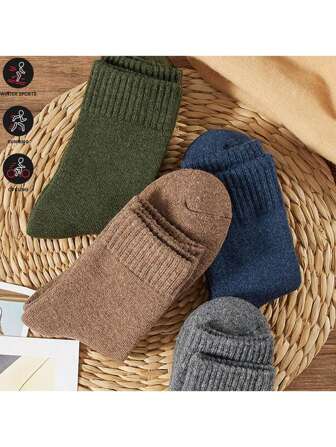 3 Paar dicke Wollsocken, geeignet für Männer und Frauen, mit extradicker Wolle für Wärme und extradicker Kaschmirsocken für zusätzliche Wärme im Winter. Geeignet, um die Füße in kaltem Herbst und Winter warm zu halten, ohne dass die Füße einfrieren.