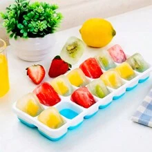 Ice Tray With Lid 3-Piece Kit Super-Resistant Silicone Base Baby Food Holder Introduction To Food - 藍色 - 查看 2