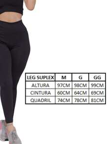 Kit 3 Women's Leggings Black Gray And Blue Suplex Gym - 彩色 - 查看 2