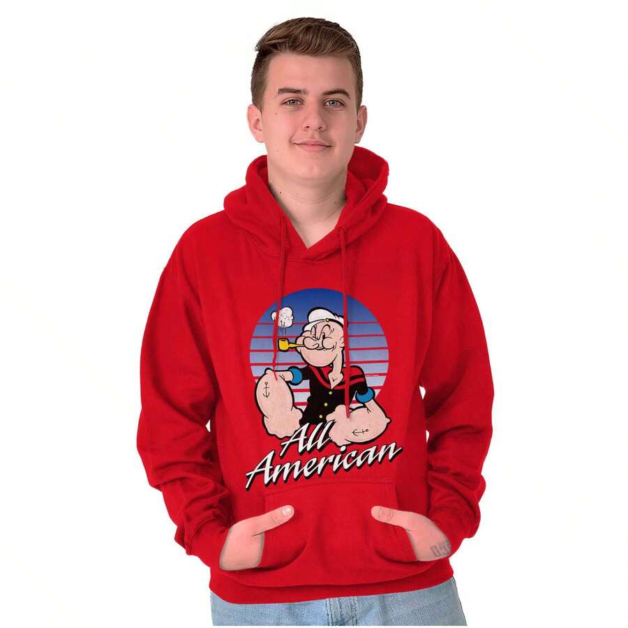 Popeye Sudadera con capucha el marino hombre - Rojo - Ver 1