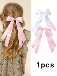 1pc Kids Princess Double Layer Ribbon Bow Hair Clip - 1pcs - View 3