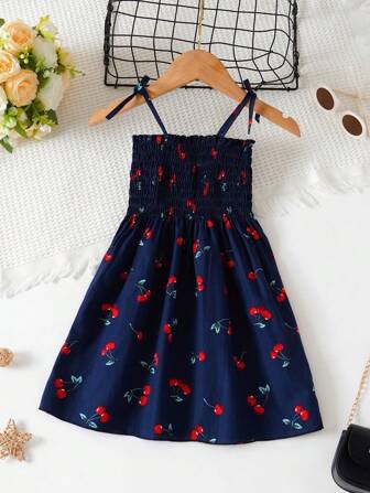 Young Girl Little Cherry Dress Casual Slip Dress Young Girl Beach Holiday Beach Dress
