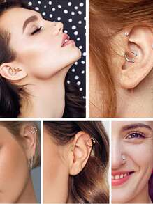 8pcs Stainless Steel Ear Ring  Tragus Cartilage Hoop Cartilage Earring Stud Ear Bone Stud CZ Serpentine Butterfly 16G Body Piercing Jewelry Mix And Match Stylish, Simple And Comfortable To Wear - Ear Bone Studs - View 6