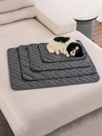 1 pieza Estera delgada a cuadros para mascotas, apta para gatos y perros medianos y pequeños, estera de sueño para todo el año, color gris oscuro