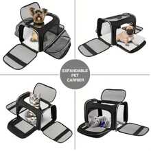 IISVGE 航空认证宠物航空箱，适用于体重低于 22 磅的猫狗。可折叠宠物航空箱，带口袋和可拆卸羊毛垫，便携式猫包，柔软宠物航空箱。小型猫狗专用柔软宠物旅行包，采用耐用牛津布和透气网布制成。宠物就医和户外探险背包，可水洗柔软床垫（宠物主人礼物/情人节礼物/万圣节礼物） - 彩色 - 查看 6